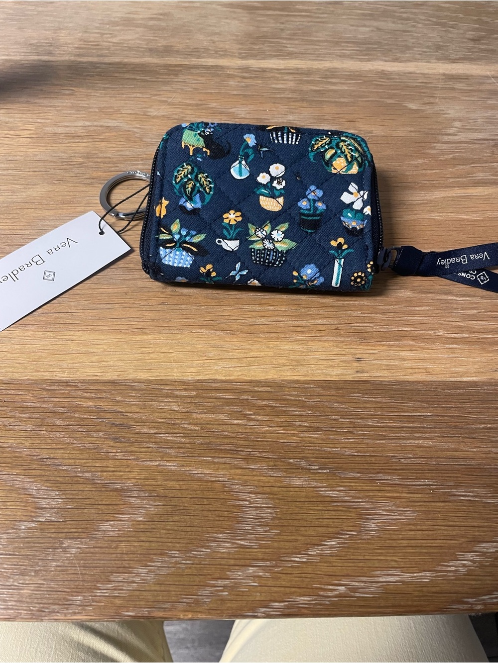 Vera Bradley Navy Floral Quilted Key Case